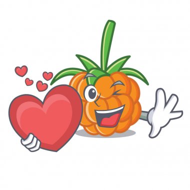 Kalp cloudberry maskot karikatür tarzı vektör çizim ile