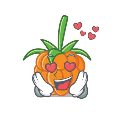Aşk cloudberry maskot karikatür tarzı vektör çizim içinde