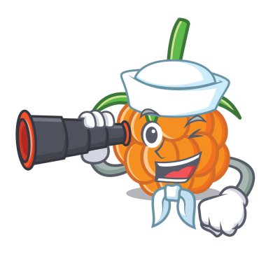 Denizci dürbün cloudberry maskot karikatür tarzı vektör çizim ile