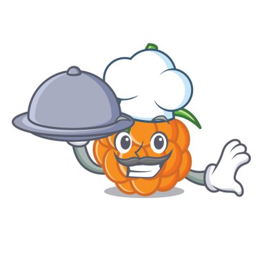 Şef gıda cloudberry maskot karikatür tarzı vektör çizim ile
