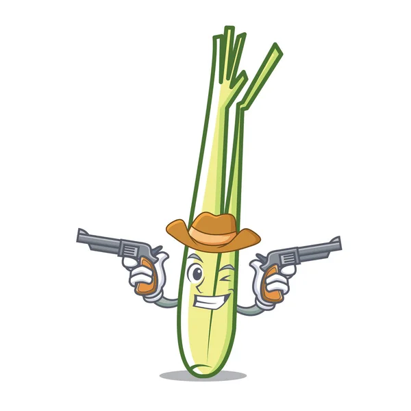 Cowboy lemongrass character cartoon style — Stock Vector