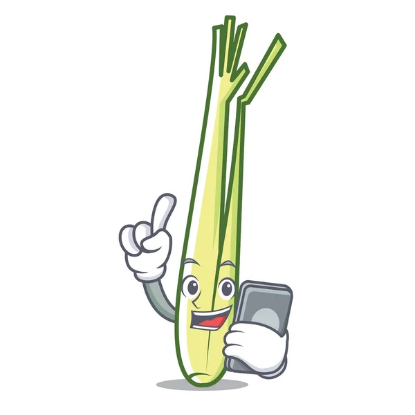 Com telefone lemongrass personagem estilo cartoon — Vetor de Stock