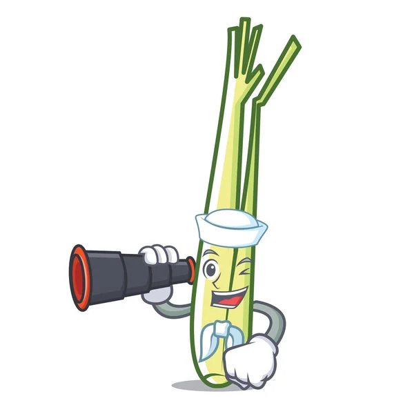 Marinheiro com binocular lemongrass mascote estilo cartoon —  Vetores de Stock