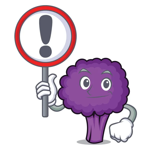 Met teken paarse broccoli karakter cartoon — Stockvector