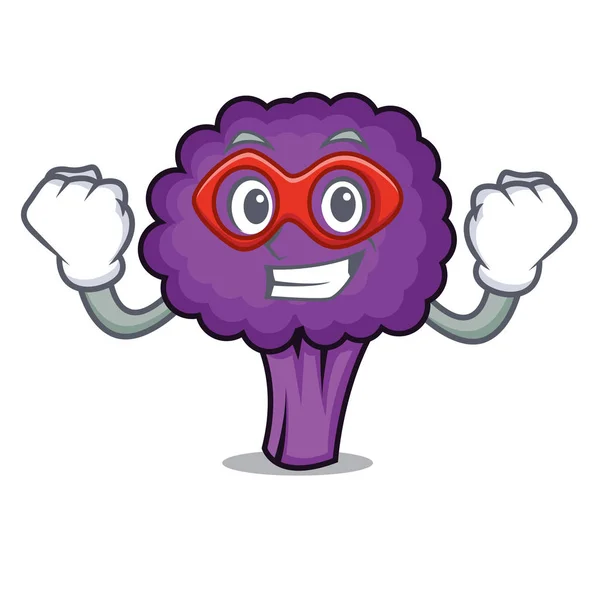 Super hero karakter brokoli ungu - Stok Vektor