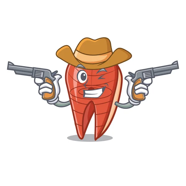 Cowboy fish slice character cartoon — Stock Vector