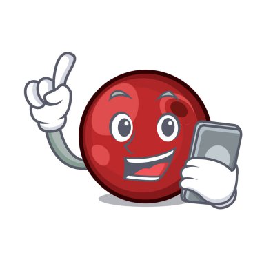 Telefon kızılcık karakter karikatür tarzı vektör çizim ile