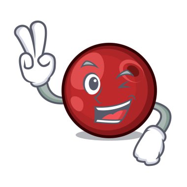 Kızılcık karakter karikatür tarzı vektör çizim iki parmak