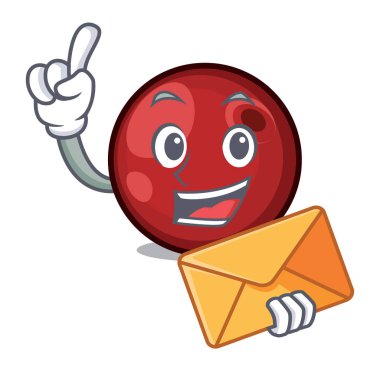 Zarf kızılcık karakter karikatür tarzı vektör çizim ile