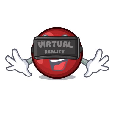 Sanal gerçeklik kızılcık maskot karikatür tarzı vektör çizim