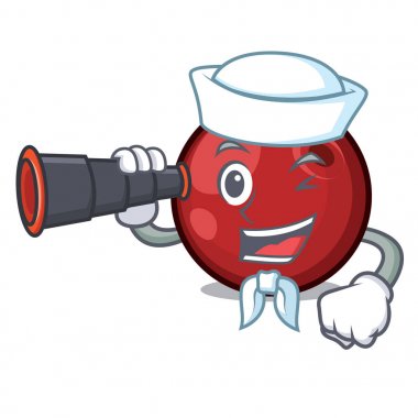 Denizci dürbün kızılcık maskot karikatür tarzı vektör çizim ile