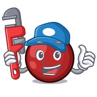 Tesisatçı kızılcık maskot karikatür tarzı vektör çizim