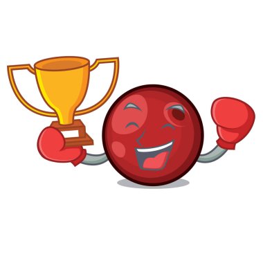 Boks şampiyonu kızılcık maskot karikatür tarzı vektör çizim