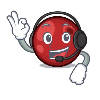 Kulaklık kızılcık maskot karikatür tarzı vektör çizim ile