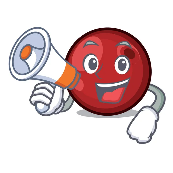 Megaphone Cranberry Character Cartoon Style Vector Illustration — Stock Vector