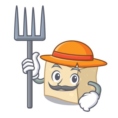 Çiftçi tofu karakter karikatür tarzı vektör çizim