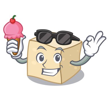 Dondurma tofu karakter karikatür tarzı vektör çizim ile