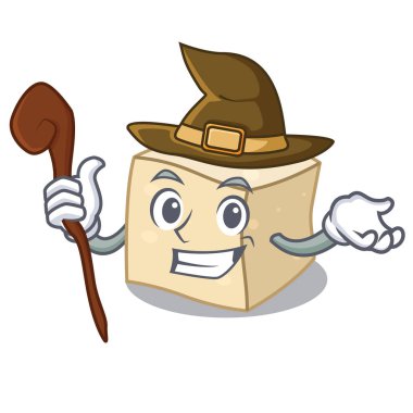 Cadı tofu maskot karikatür tarzı vektör çizim