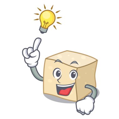 Bir fikir tofu maskot karikatür tarzı vektör çizim var