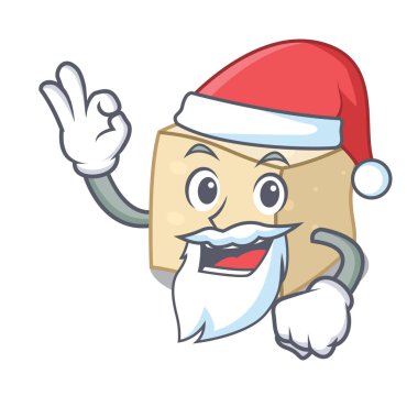 Santa tofu maskot karikatür tarzı vektör çizim
