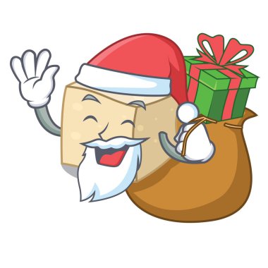 Noel Baba hediye tofu maskot karikatür tarzı vektör çizim ile