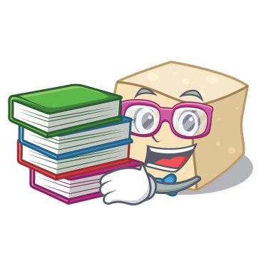 Öğrenci kitap tofu maskot karikatür tarzı vektör çizim ile