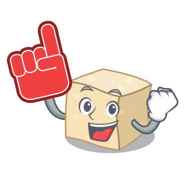 Köpük parmak tofu maskot karikatür tarzı vektör çizim