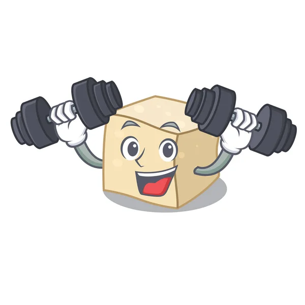 Fitness Tofu Character Cartoon Style Vector Illustration — Stock Vector