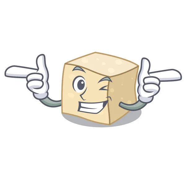 Wink Tofu Personagem Desenho Animado Estilo Vetor Ilustração —  Vetores de Stock