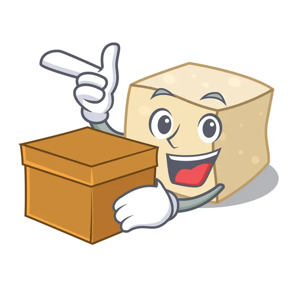 Avec Boîte Tofu Personnage Dessin Animé Style Illustration Vectorielle — Image vectorielle