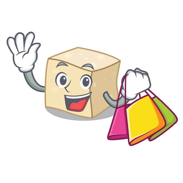 Shopping Tofu Personnage Dessin Animé Style Illustration Vectorielle — Image vectorielle