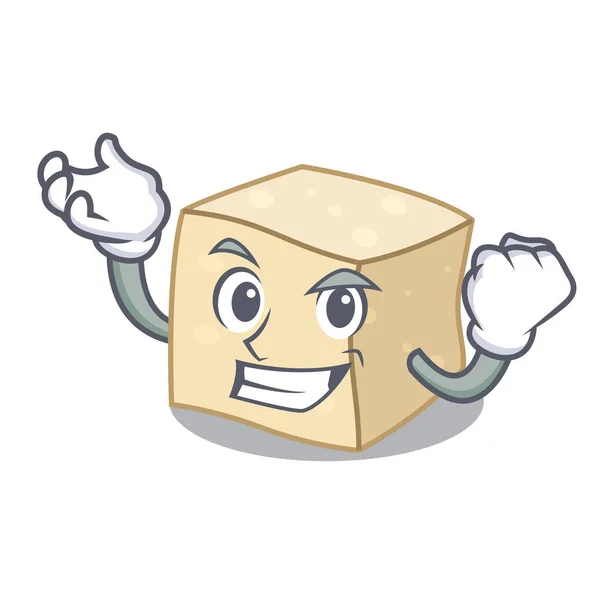 Illustration Vectorielle Style Dessin Animé Personnage Tofu Réussie — Image vectorielle