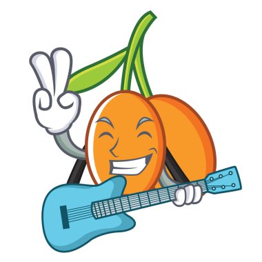 Gitar cehri maskot karikatür tarzı vektör çizim ile