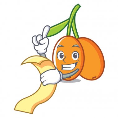 Menü cehri maskot karikatür tarzı vektör çizim ile