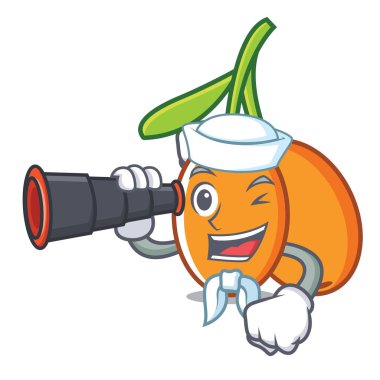 Denizci dürbün cehri maskot karikatür tarzı vektör çizim ile