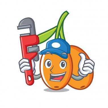 Tesisatçı cehri maskot karikatür tarzı vektör çizim