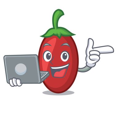 Dizüstü goji meyveleri karakter karikatür vektör çizim ile