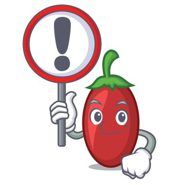 İşareti goji meyveleri karakter karikatür vektör çizim ile