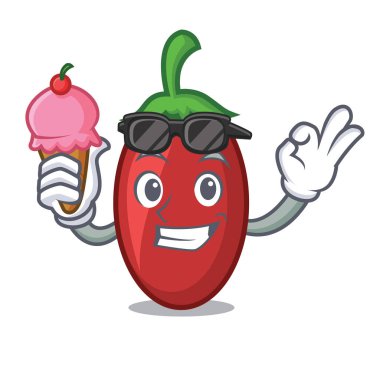 Dondurma goji meyveleri karakter karikatür vektör çizim ile