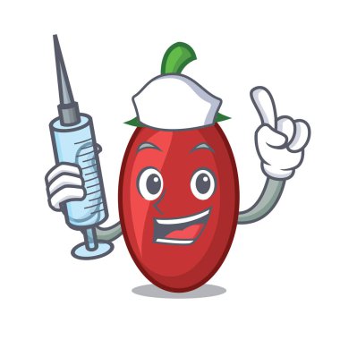 Karakter karikatür vektör çizim hemşire goji meyveleri