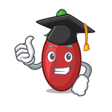 Mezuniyet goji meyveleri karakter karikatür vektör çizim