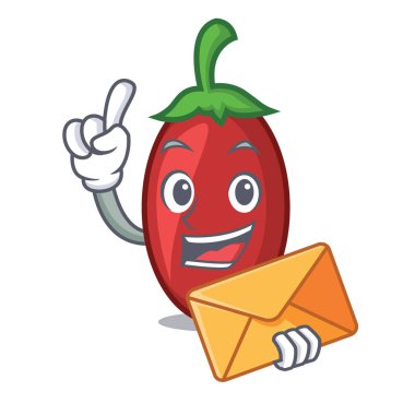 Zarf goji meyveleri karakter karikatür vektör çizim ile