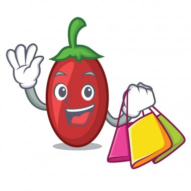 Alışveriş goji meyveleri karakter karikatür vektör çizim