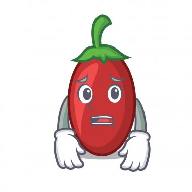 Korkarım goji meyveleri maskot karikatür vektör çizim