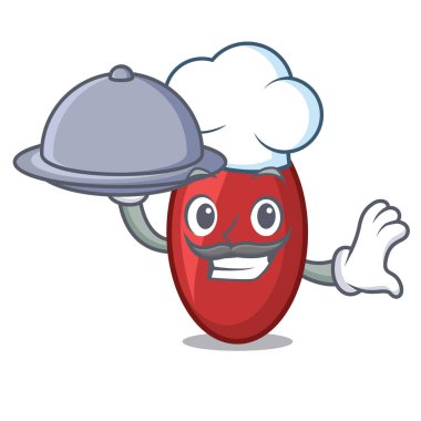 Maskot karikatür vektör çizim Şef ile gıda goji meyveleri