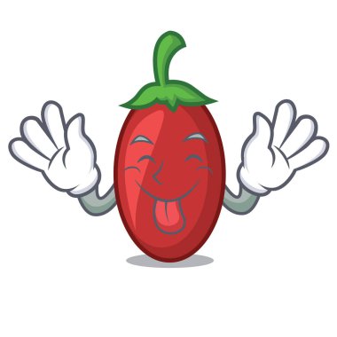 Maskot karikatür vektör çizim dilini goji meyveleri