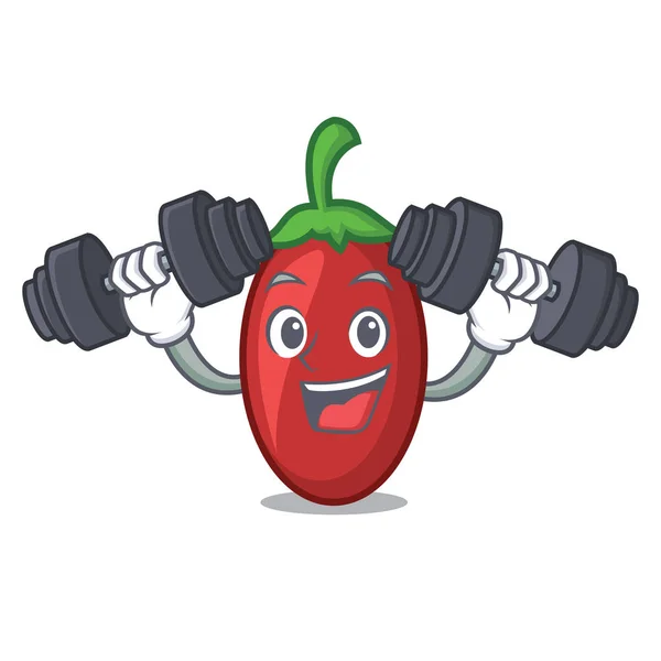 Fitness Goji Berries Character Cartoon Vector Illustration — Stock Vector