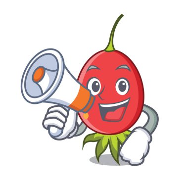 Megafon kuşburnu karakter karikatür tarzı vektör çizim ile