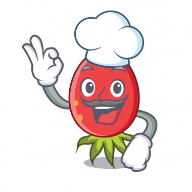 Şef kuşburnu karakter karikatür tarzı vektör çizim