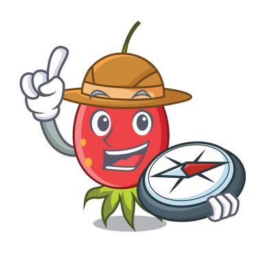 Explorer kuşburnu maskot karikatür tarzı vektör çizim